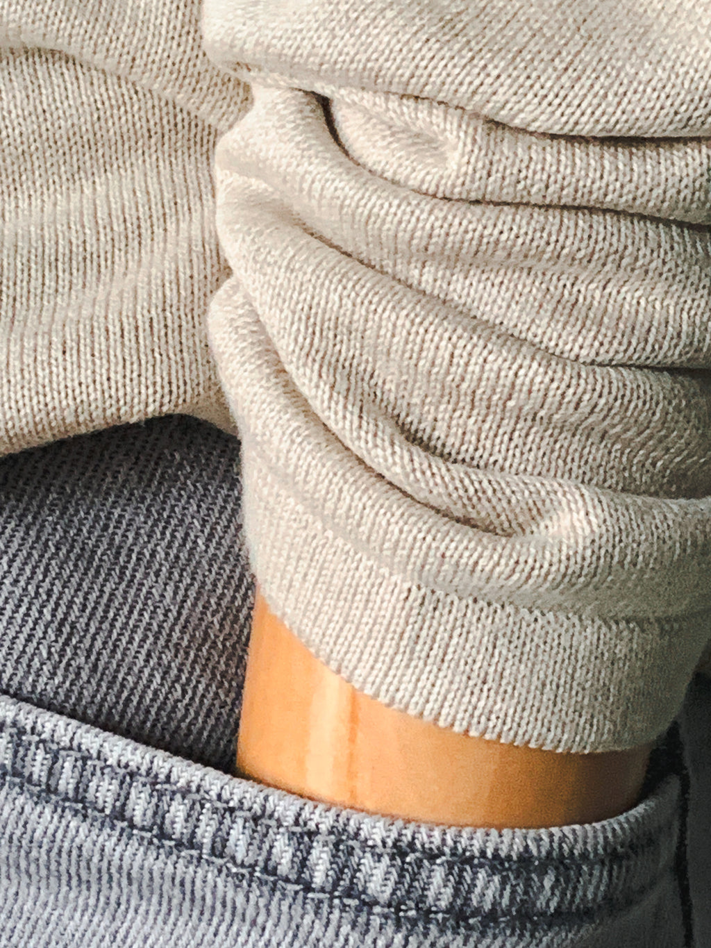 Bavlněný svetr s viskózou v barvě bílé kávy (Kopie)